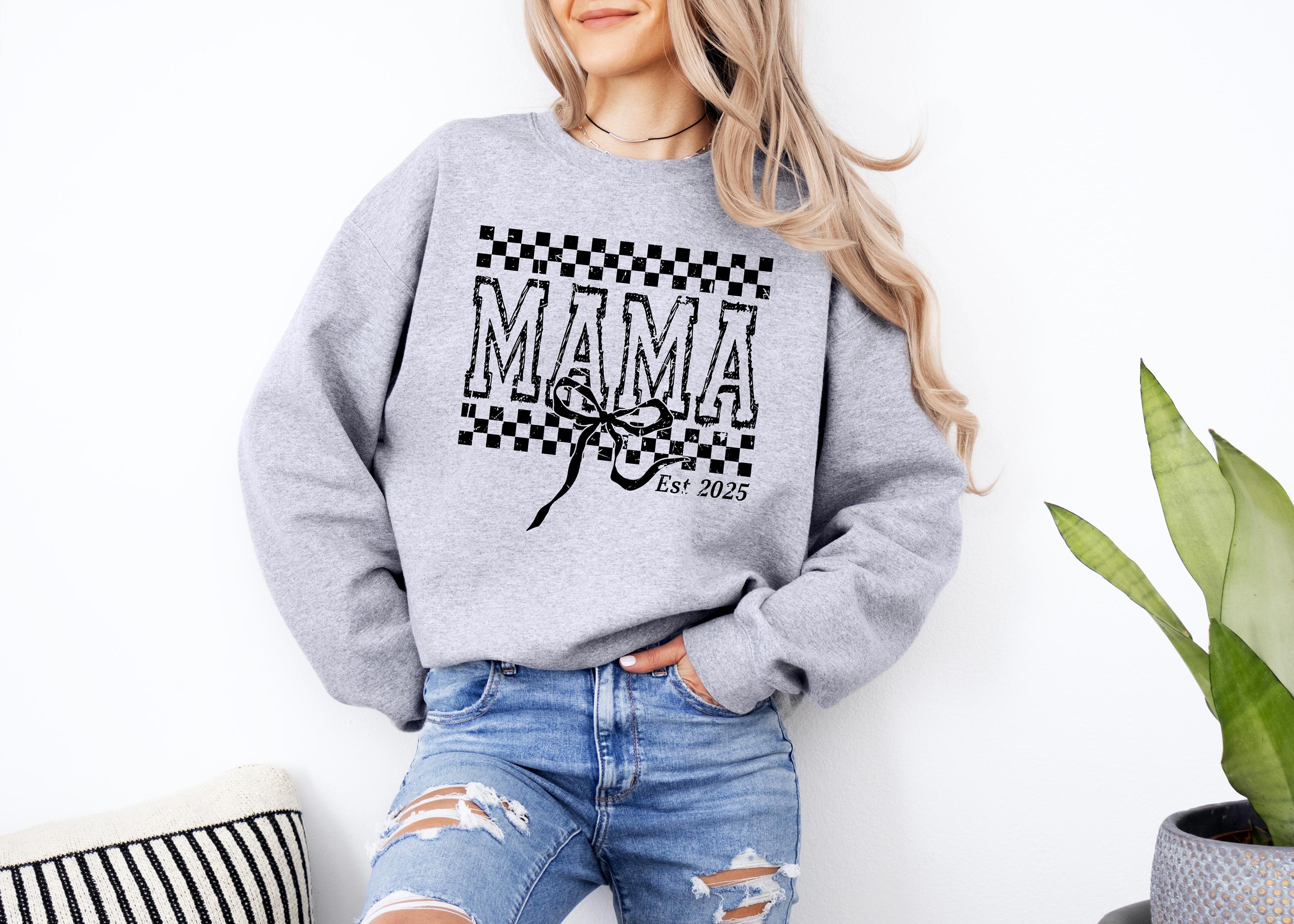 mama est 2025 shirt pregnancy announcement tee retro mom hoodie new mom crewneck mothers day gift xbz1h scaled