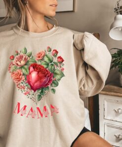 mama floral vintage roses heart sweatshirt for moms cute botanical shirt ideal for mothers day and valentines gifts taiif