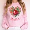 mama floral vintage roses heart sweatshirt monogram shirt botanical design for mom valentines day gift f3d59