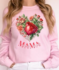 mama floral vintage roses heart sweatshirt monogram shirt botanical design for mom valentines day gift f3d59