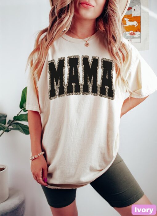 mama leopard print shirt retro mama varsity tee cute mom life t shirt for mothers day new mom pregnancy announcement pq3vp