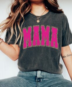 mama leopard print shirt retro mama varsity tee cute mom life t shirt for mothers day new mom pregnancy announcement zzonz