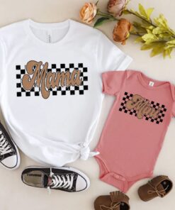 mama mini checkered shirt matching mama and me family shirts retro style mom life t shirt perfect for mothers day jgno8