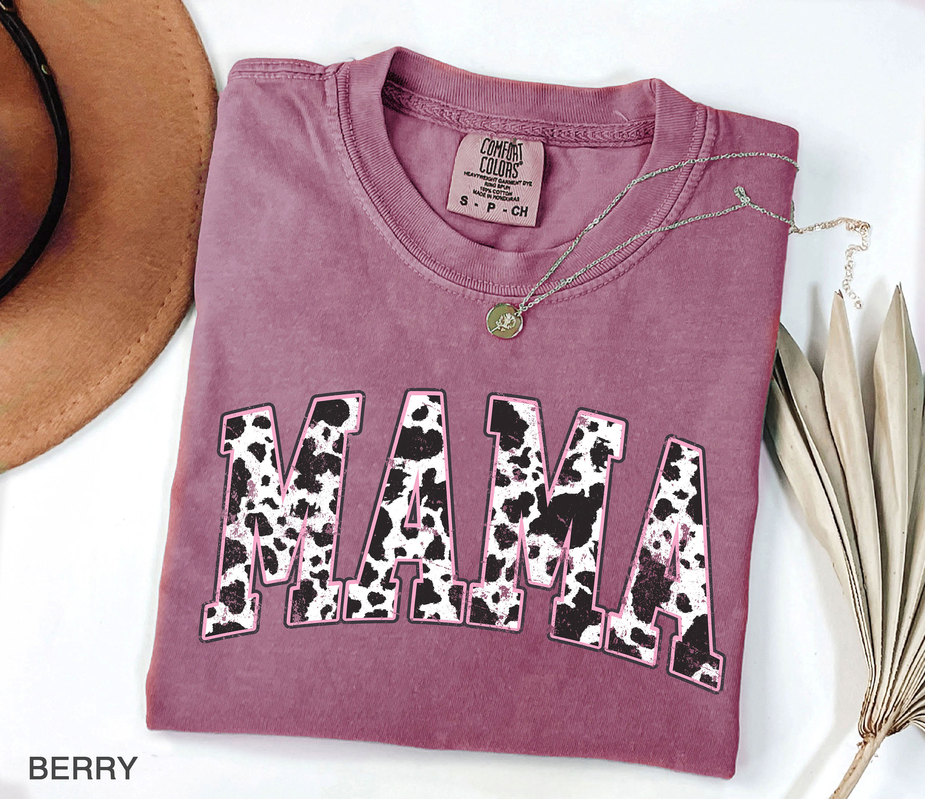 mama pink cow western t shirt for women retro varsity style cute mom life shirt ideal for mothers day gifts akzsw scaled