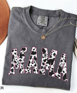 mama pink cow western t shirt for women retro varsity style cute mom life shirt ideal for mothers day gifts rgtth