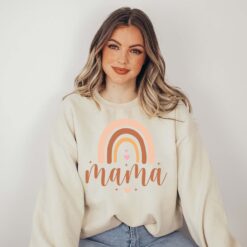 mama rainbow sweatshirt for mothers day cute mom shirt new mom gift mom to be hoodie comfortable sweater for moms jjizx