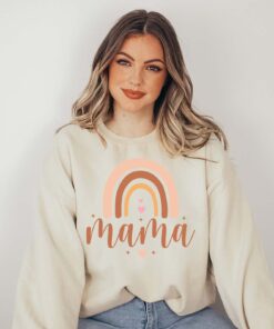 mama rainbow sweatshirt for mothers day cute mom shirt new mom gift mom to be hoodie comfortable sweater for moms jjizx