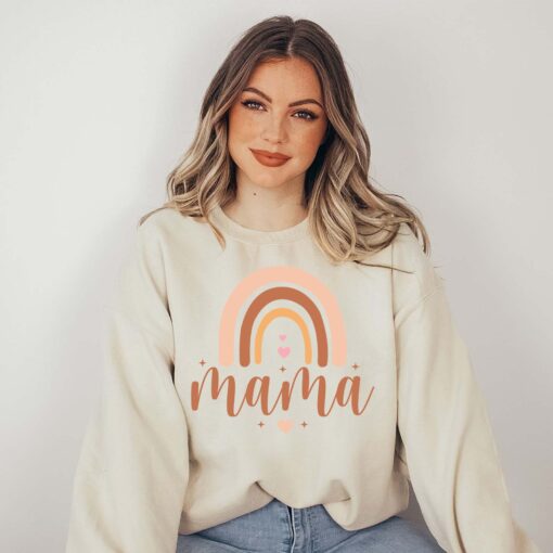 mama rainbow sweatshirt for mothers day cute mom shirt new mom gift mom to be hoodie comfortable sweater for moms