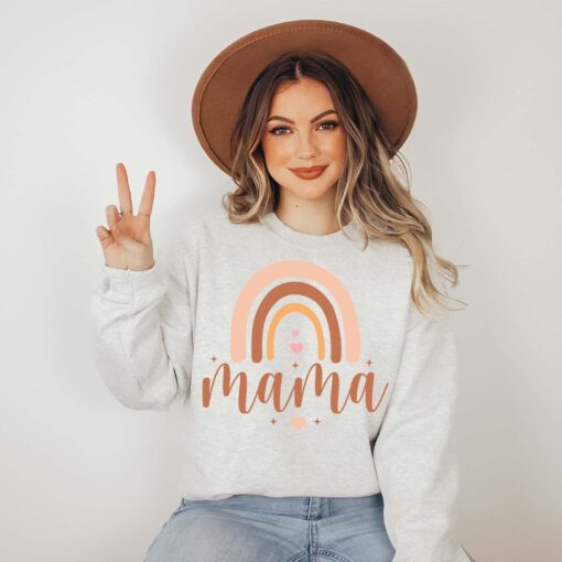 mama rainbow sweatshirt for mothers day cute mom shirt new mom gift mom to be hoodie comfortable sweater for moms ntnhk