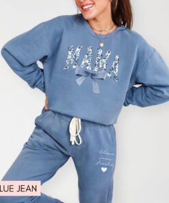 mama sweatshirt and sweatpants set with blue bow best mom ever shirt for mothers day birthday new mom baby shower gift nwbn1