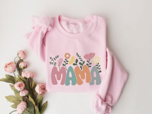 mama sweatshirt with wildflowers for new moms personalized gift for mothers day baby shower and pregnancy obxy9 scaled