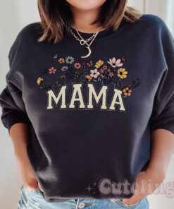 mama sweatshirt with wildflowers for new moms personalized gift mom est 2024 plus size mothers day baby shower pregnancy gift lhr4f