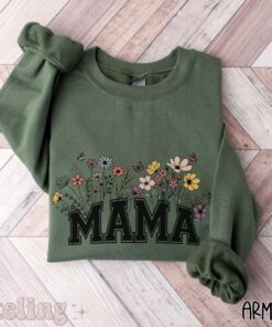 mama sweatshirt with wildflowers retro design for new moms mothers day baby shower and pregnancy gifts est 2024 p9ism