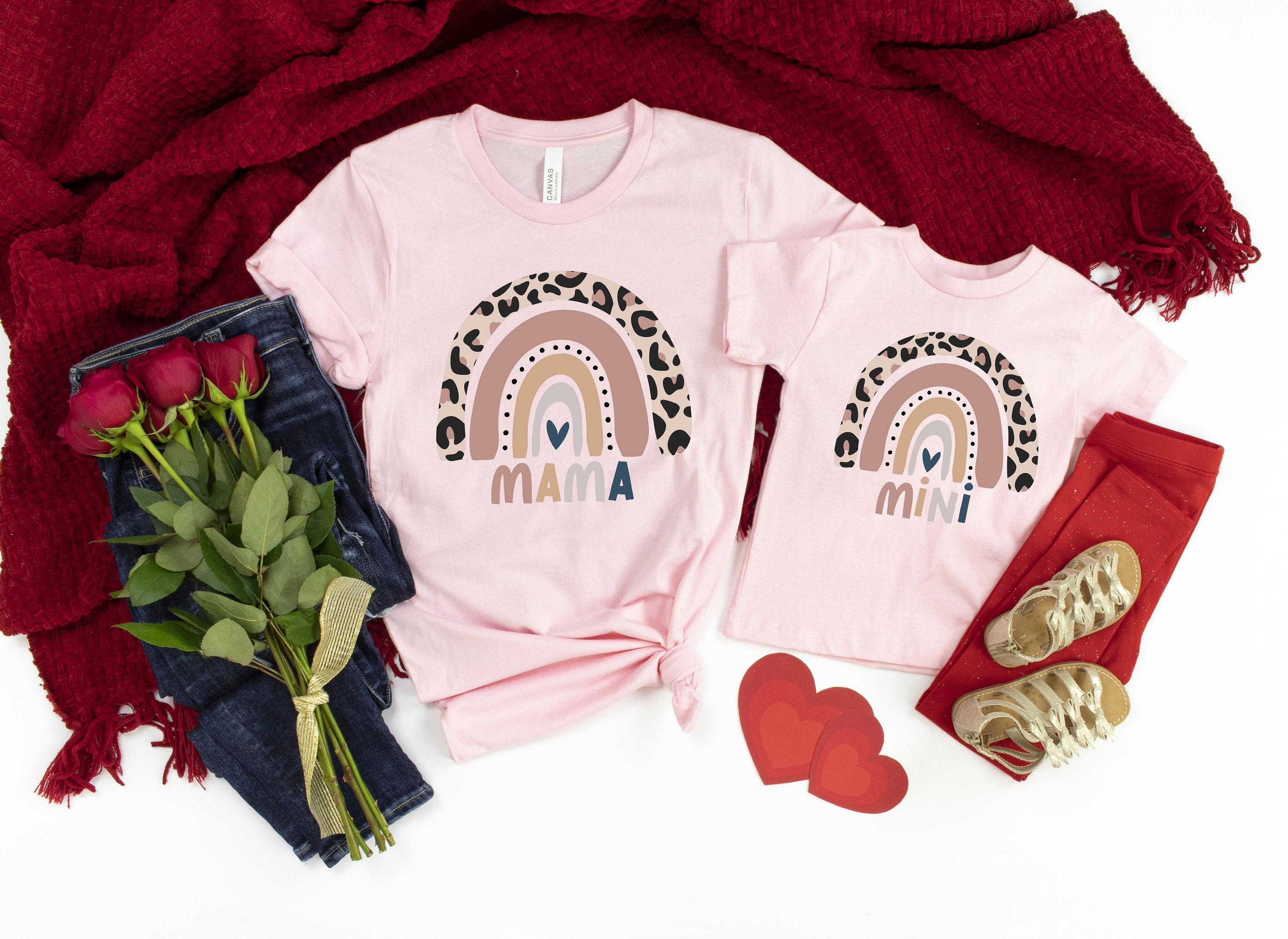 mama valentines shirt and mini matching rainbow shirt for mamas girl cute mom life outfits for valentines day ofalx scaled