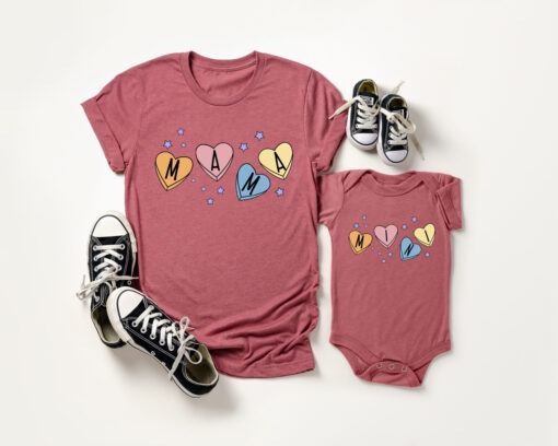 mama valentines shirt and mini matching rainbow shirts for mamas girl cute mom life apparel for valentines day mclei scaled