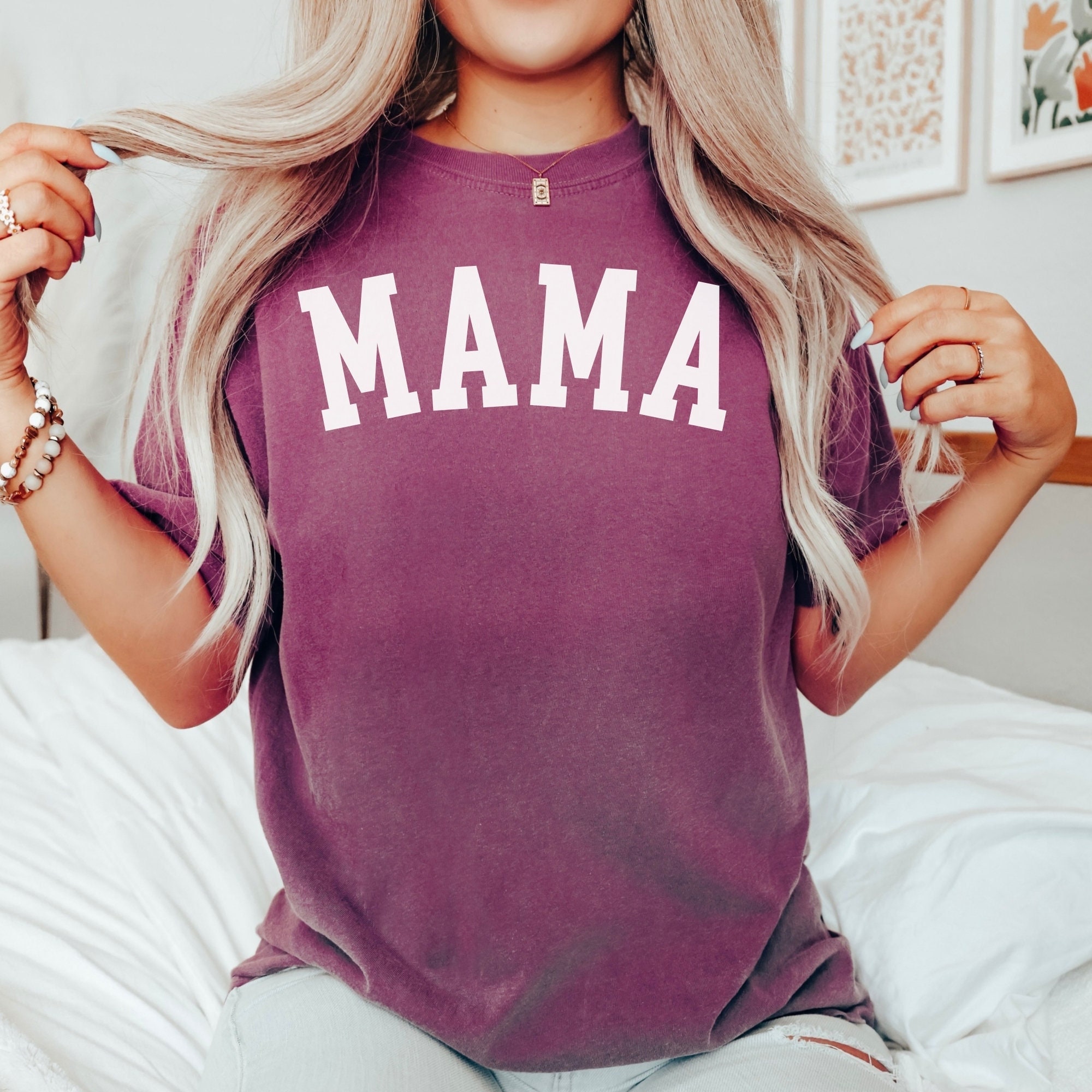 mama varsity t shirt for mom life funny mama tee mothers day shirt new mom gift pregnancy reveal t shirt zl9lz