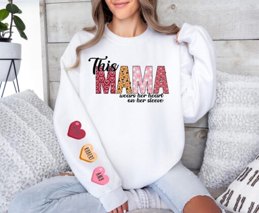 mama wears her heart on her sleeve sweatshirt custom mother shirt for mothers day funny mom life apparel chuoz scaled