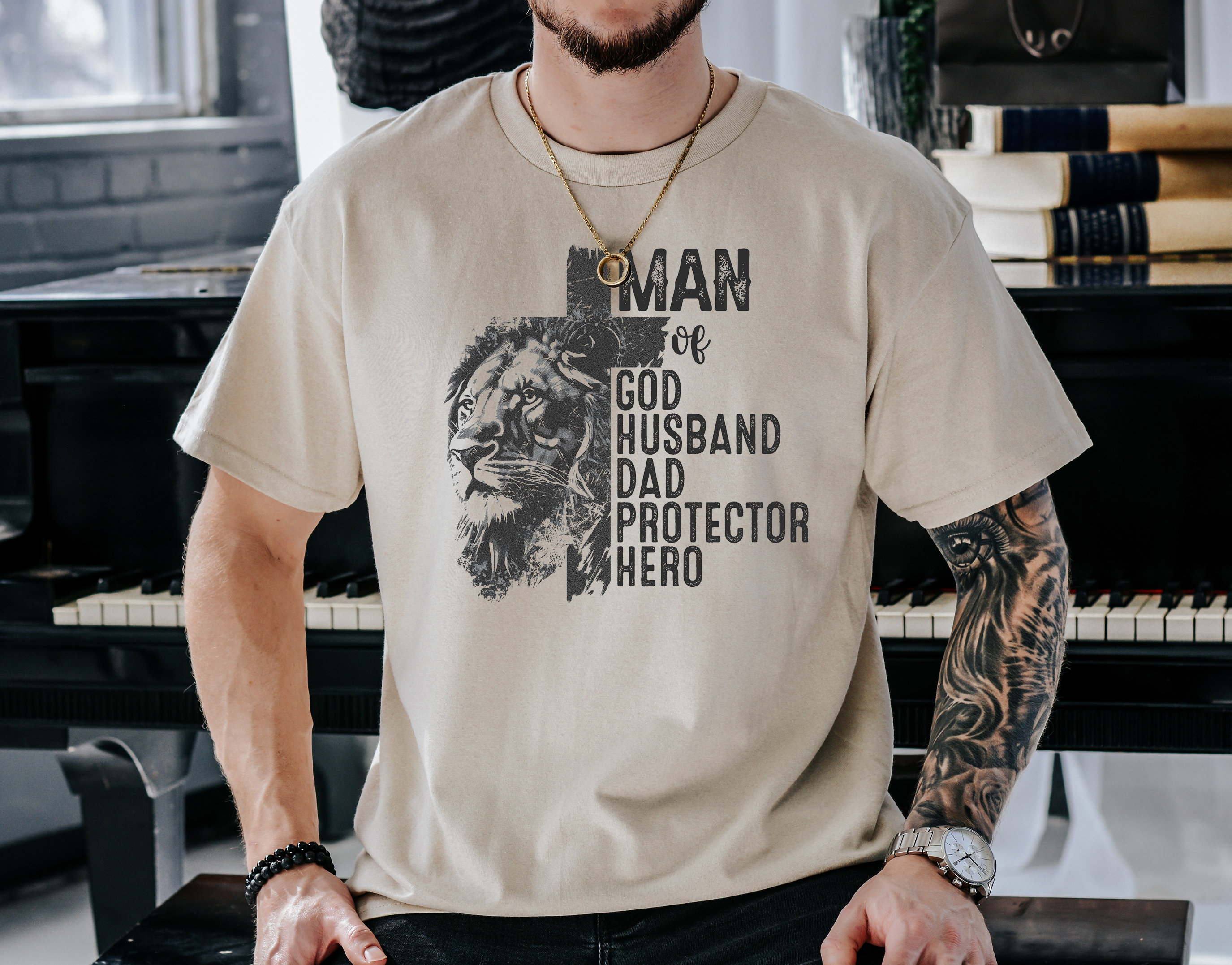 man of god shirt with christian quotes for fathers day retro tee for dad protector hero gifts 8xnqz scaled