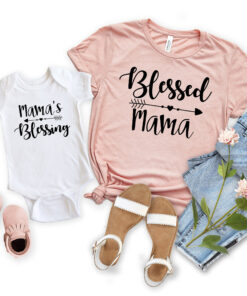 matching mommy and me shirts blessed mama shirt for baby shower mother son and daughter gift cute mom life shirts nlk4b