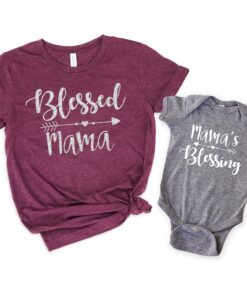 matching mommy and me shirts blessed mama shirt for baby shower mother son and daughter gift cute mom life shirts seieq