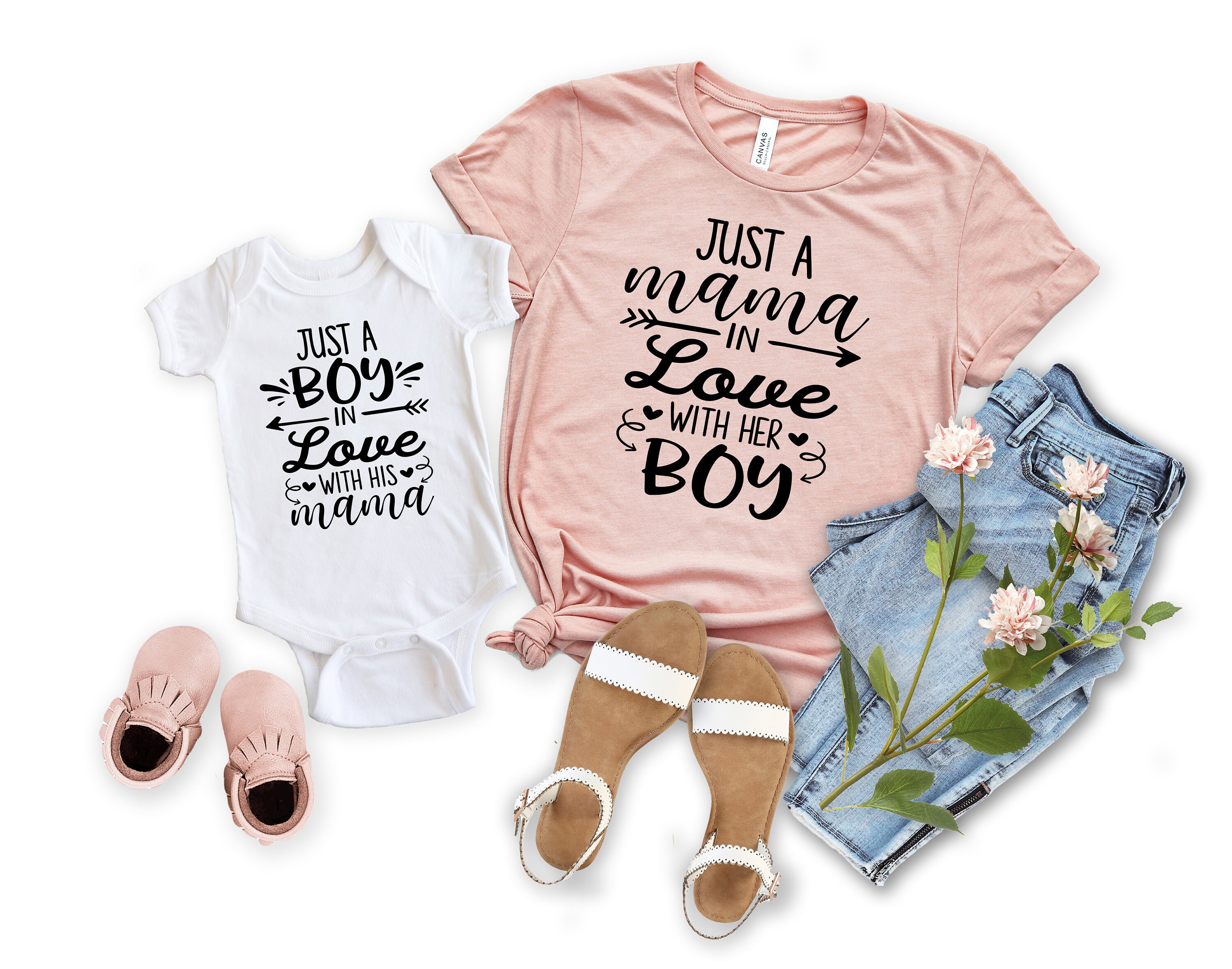 matching mother and son shirt just a mama in love with her son cute mommy and me t shirt for mothers day zjgh4 scaled