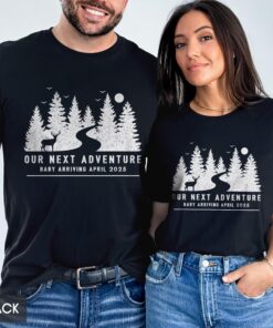 matching pregnancy announcement shirts for new mom and dad adventure baby reveal outdoor fun lntga