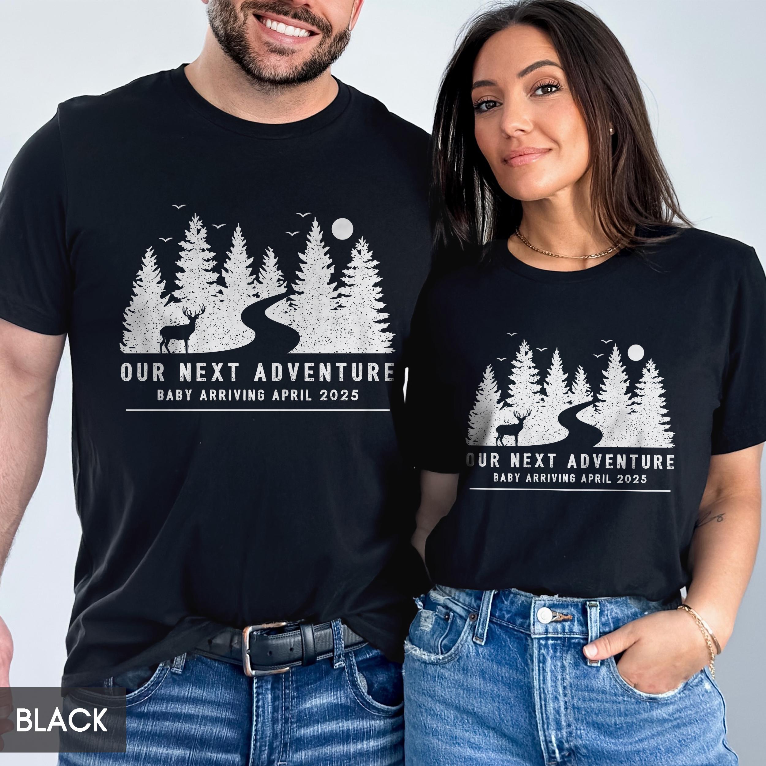 matching pregnancy announcement shirts for new mom and dad adventure baby reveal outdoor fun lntga