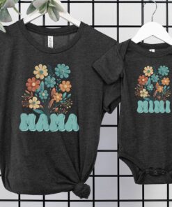 matching retro mama and mini shirts for mom and daughter cute floral t shirt outfits ideal for mothers day celebrations 2lrjp