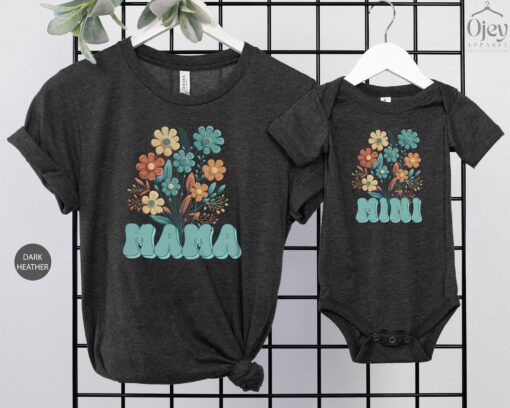 matching retro mama and mini shirts for mom and daughter cute floral t shirt outfits ideal for mothers day celebrations 2lrjp