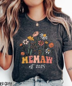 memaw shirt with wildflowers est 2025 for new grandmother pregnancy announcement grannie nana baby reveal gift 93uwo