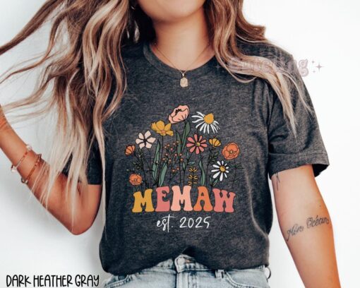memaw shirt with wildflowers est 2025 for new grandmother pregnancy announcement grannie nana baby reveal gift 93uwo