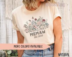 memaw shirt with wildflowers est 2025 for new grandmother pregnancy announcement unique grannie gift vliee