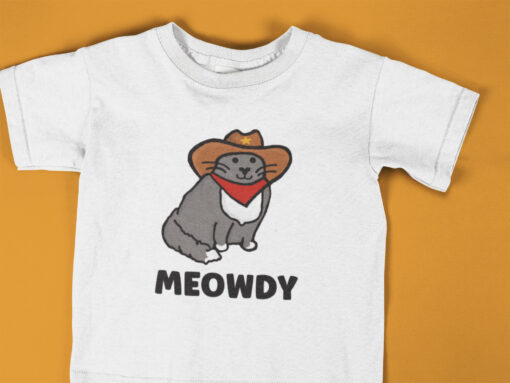meowdy cat cowboy shirt for kids funny cat shirt for boys and girls western style childrens t shirt tdj03