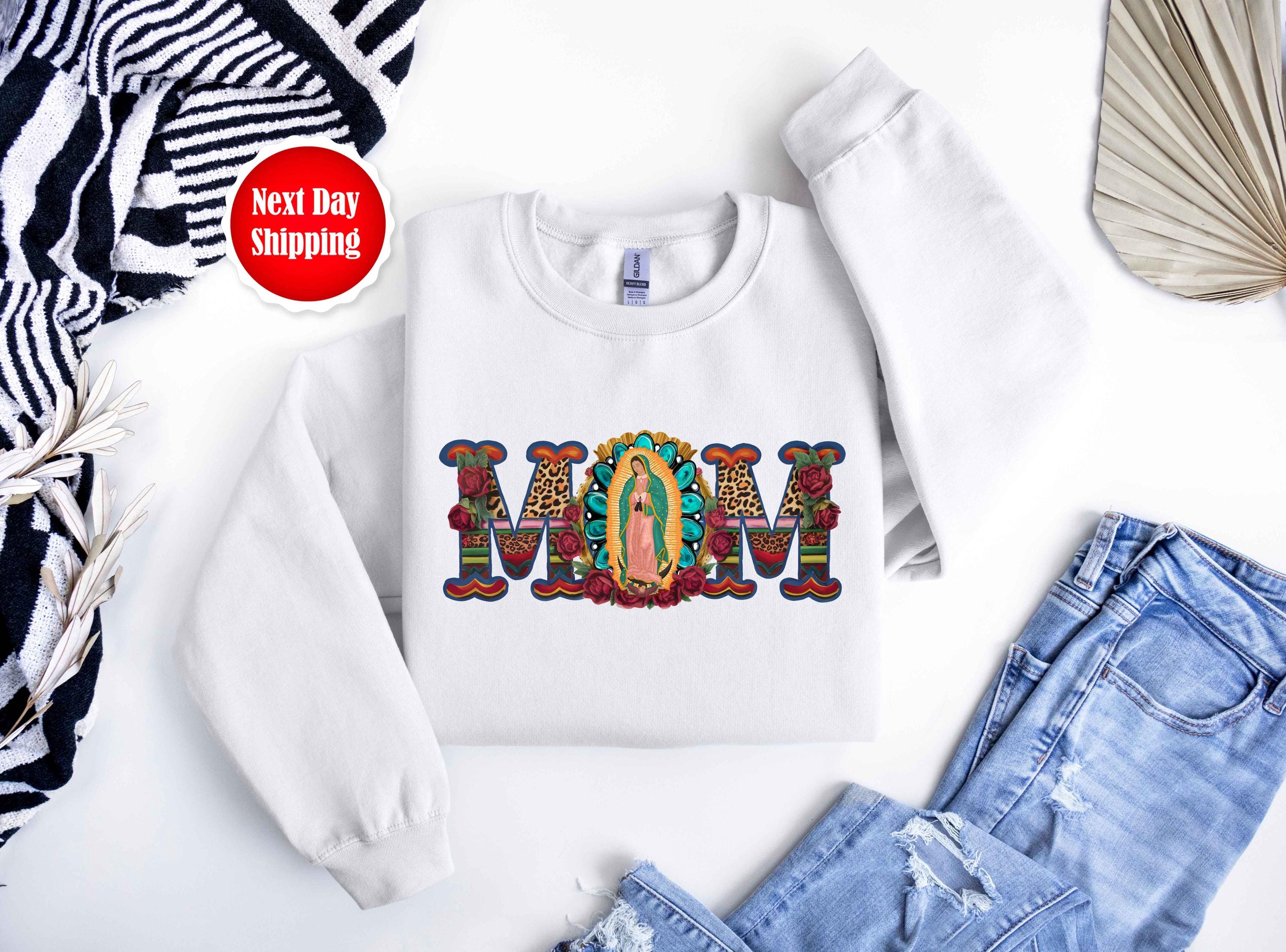 mexican mom sweatshirt with virgen de guadalupe for mothers day latin culture bible verse hoodie for moms wwng4 scaled