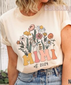 mimi shirt with wildflowers est 2024 for new grandmother pregnancy announcement baby reveal grannie nana gifts ugn4q