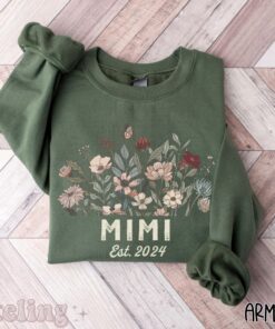 mimi sweatshirt wildflowers grandma shirt new mimi established 2024 baby reveal pregnancy announcement gift ahkfs