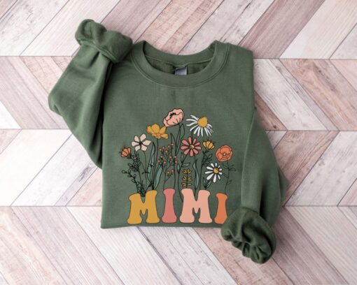 mimi sweatshirt with wildflowers est 2023 for new grandmother pregnancy announcement nana baby reveal gift kvcmf