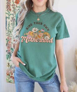 mind your own business motherhood shirt cute rainbow mom t shirt trendy boho style for moms comfort colors tcf6x