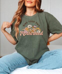 mind your own motherhood shirt cute mom t shirt for pregnancy announcement flower design comfortable tee for moms tbjba