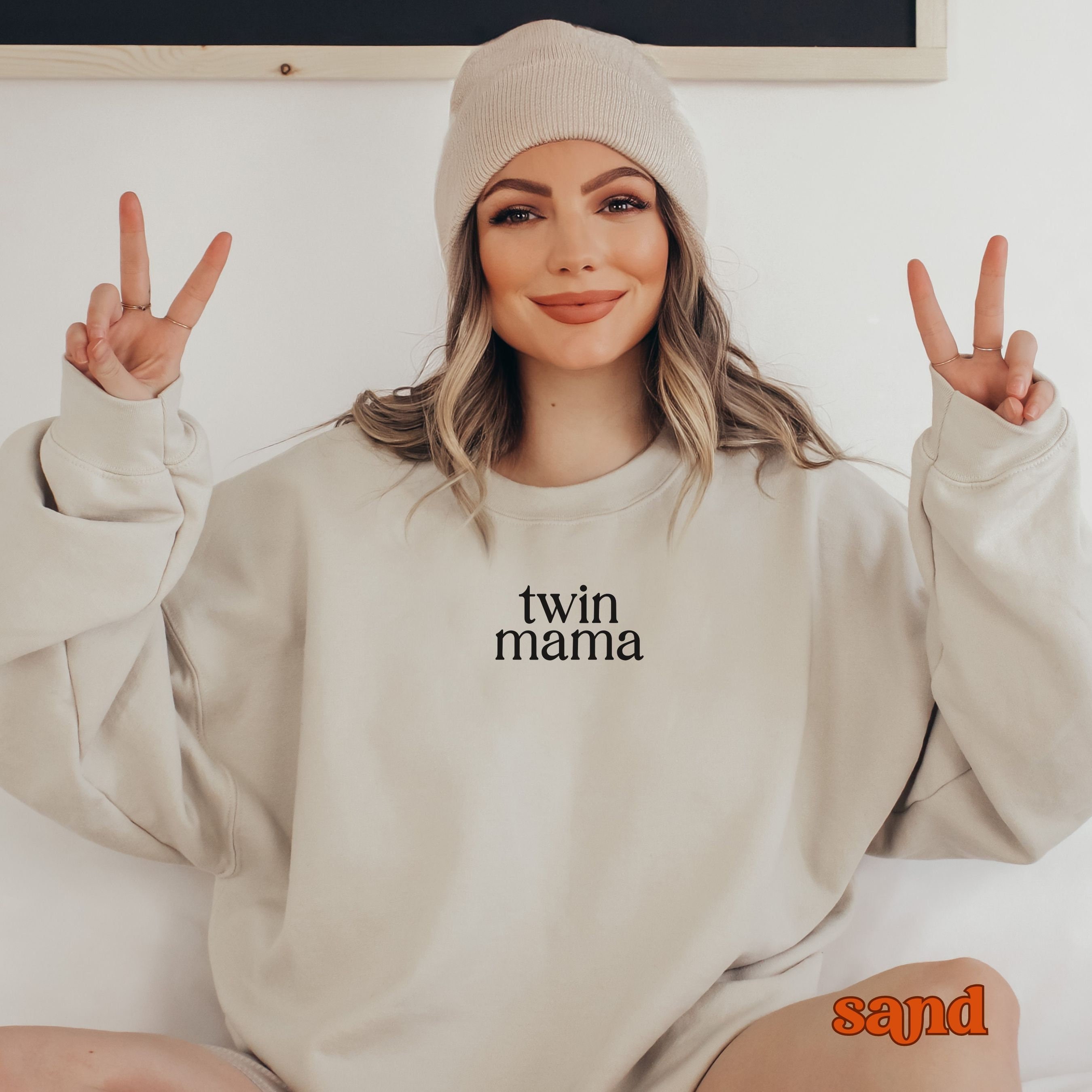 minimalist twin mama sweatshirt for twin moms crewneck maternity gift unique twin pregnancy announcement shirt 97jvx scaled