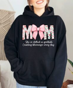 mom hoodie with bible verses and wildflowers gratitude design for everyday blessings cute mom life apparel 0a4lk