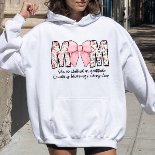mom hoodie with bible verses and wildflowers gratitude design for everyday blessings cute mom life apparel