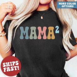 mom life shirt mama of 2 t shirt for second baby announcement funny mom shirt trendy mothers day gift 9pcwq scaled