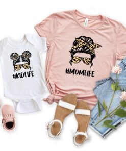 mom life shirt with leopard print for mothers and sons matching tees cute mother day shirt for mom and me outfits 6mcij