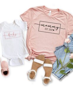 mommy and baby est 2021 shirt for mother and son matching outfits cute mom life t shirt for mothers day ecean