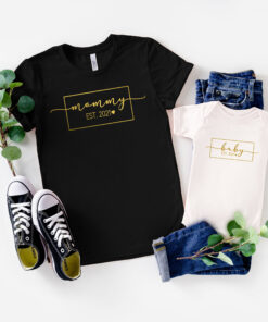 mommy and baby est 2021 shirt for mother and son matching outfits cute mom life t shirt for mothers day iey81