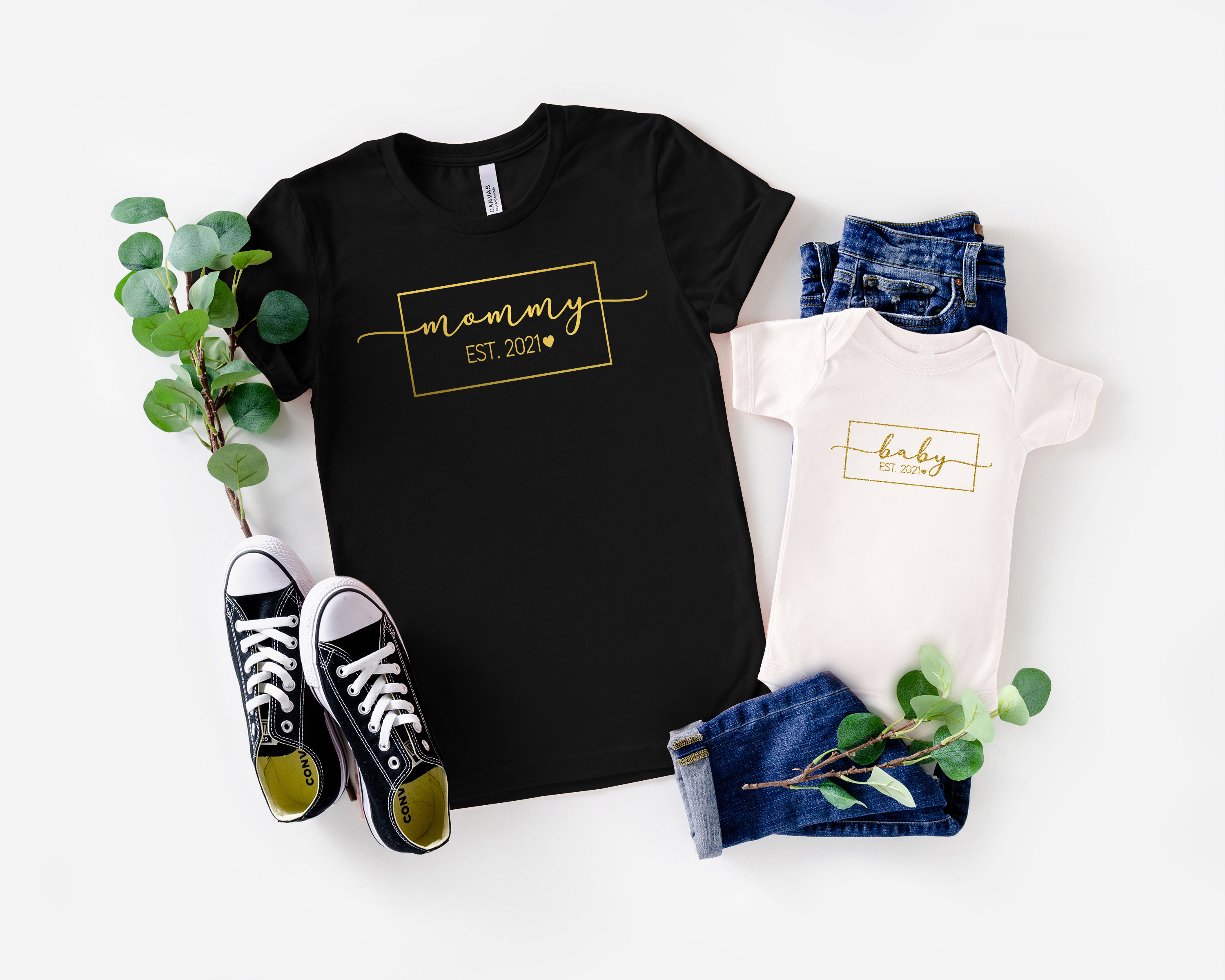 mommy and baby est 2021 shirt for mother and son matching outfits cute mom life t shirt for mothers day iey81 scaled