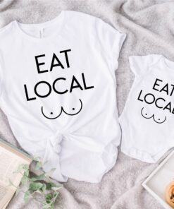 mommy and me shirts funny baby bodysuit eat local shirt mom to be baby shower gift unique mom and baby matching outfits 0ss7t