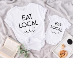 mommy and me shirts funny baby bodysuit eat local shirt mom to be baby shower gift unique mom and baby matching outfits 0ss7t scaled