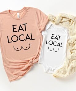 mommy and me shirts funny baby bodysuit eat local shirt mom to be baby shower gift unique mom and baby matching outfits 3cmzg